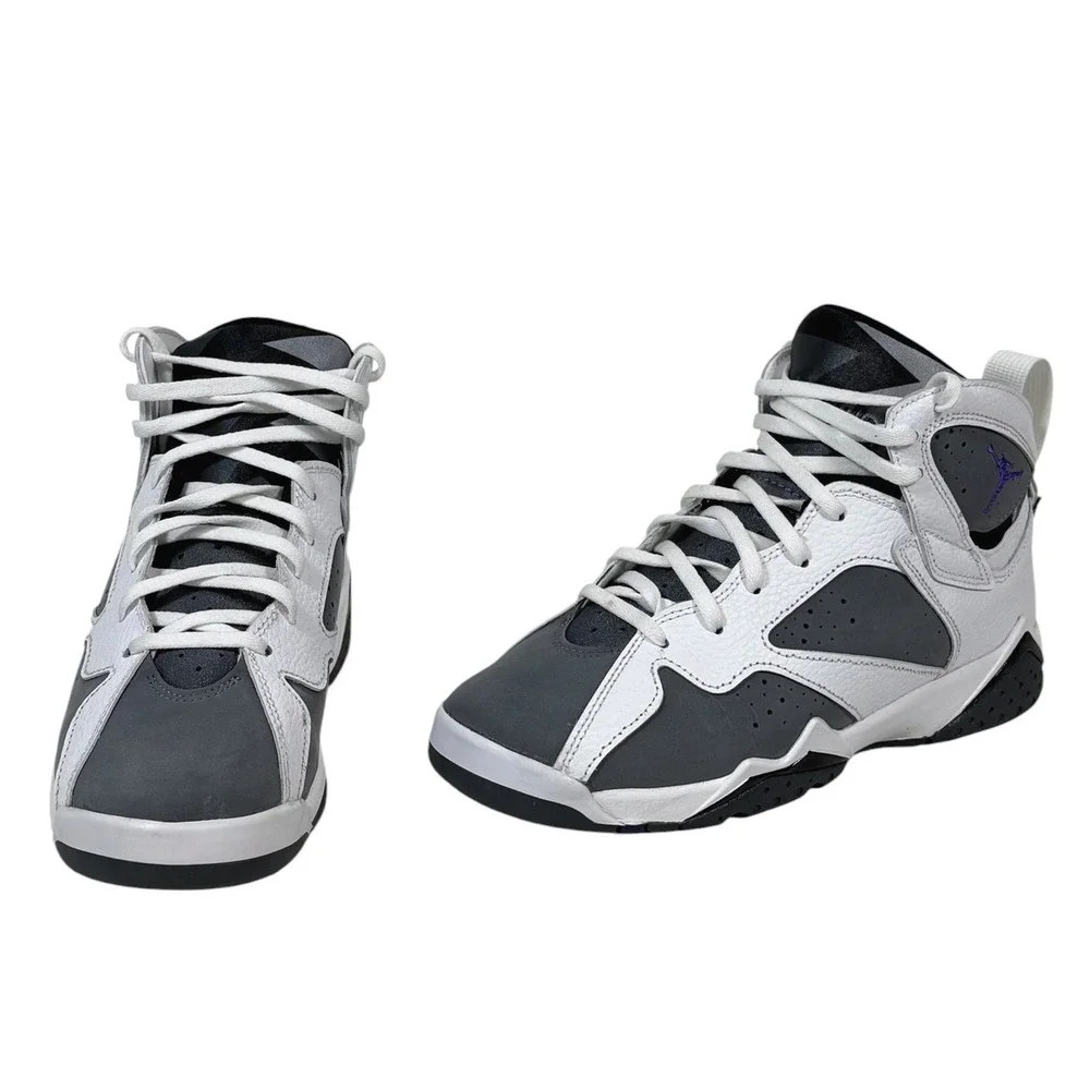 Air Jordan 7 Retro BG Flint 2021 White Varsity Purple Grey 7Y Men's 7 DJ2777-100